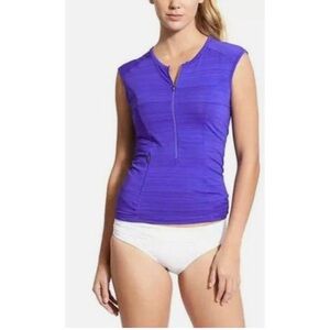 Athleta Pacifica Tank 2.0 Purple Medium UPF Moisture Wicking Zip Pocket Sz M